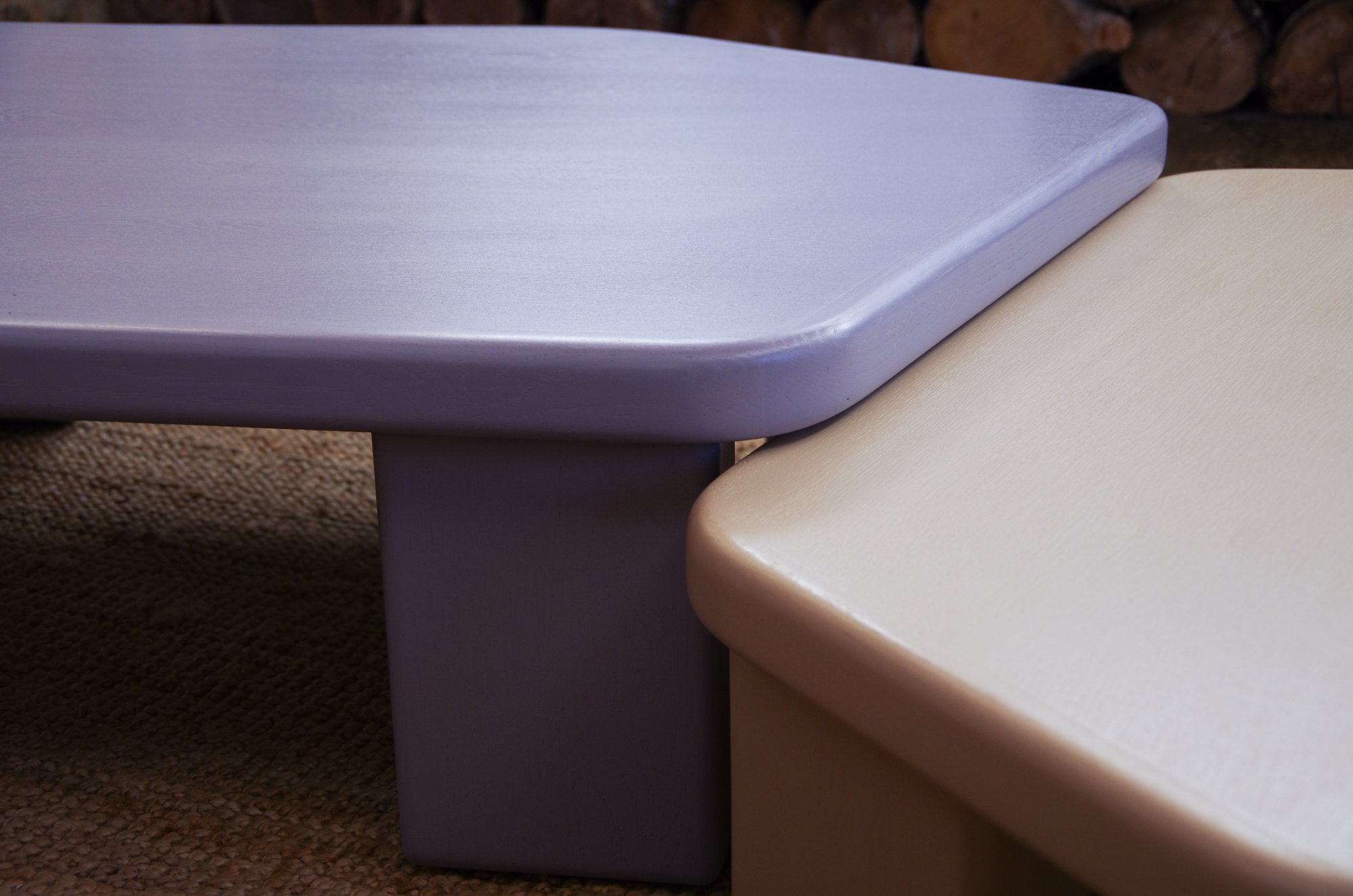 Inga Coffee Table pair in lavender and cream
