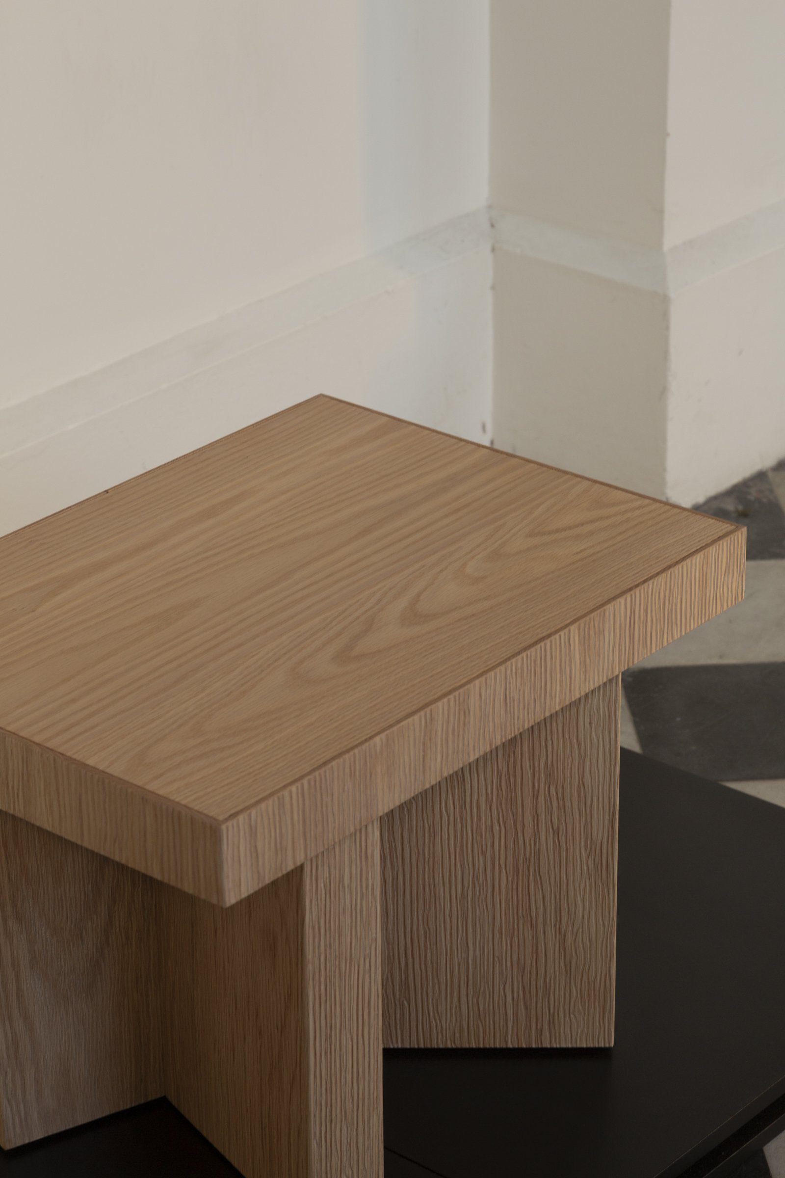 Kibou Bedside front view showing vertical carved pattern