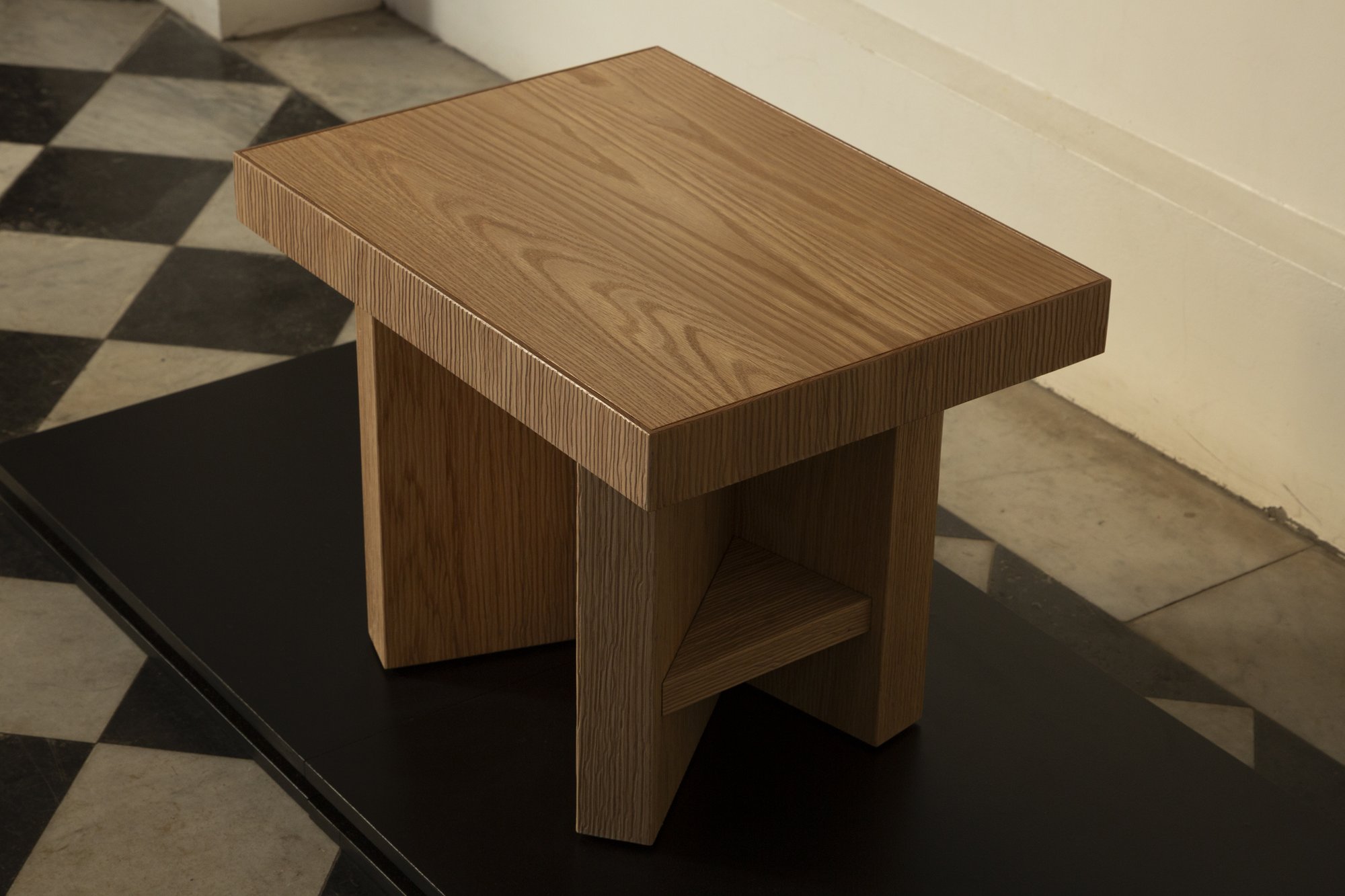 Kibou Bedside glossy top surface showing oak grain