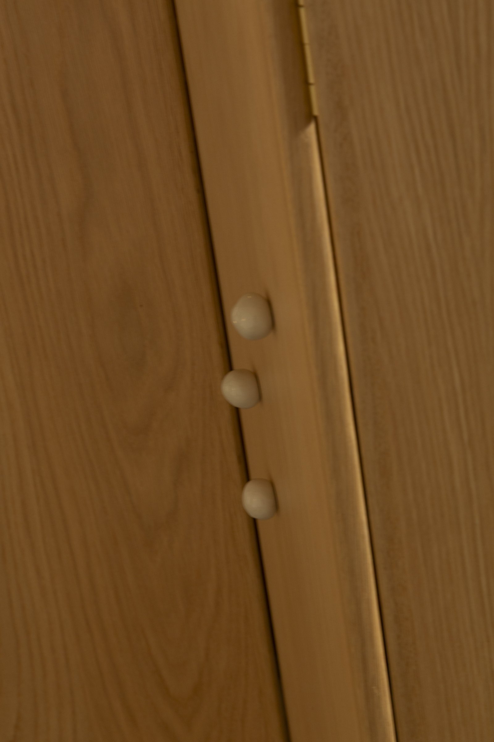 Spotted Room Divider detail of oversized brass hinges